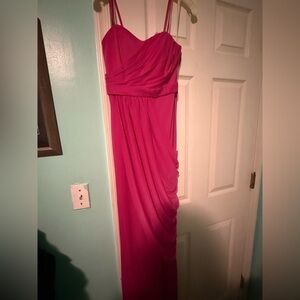 David's Bridal long Fuchsia Dress